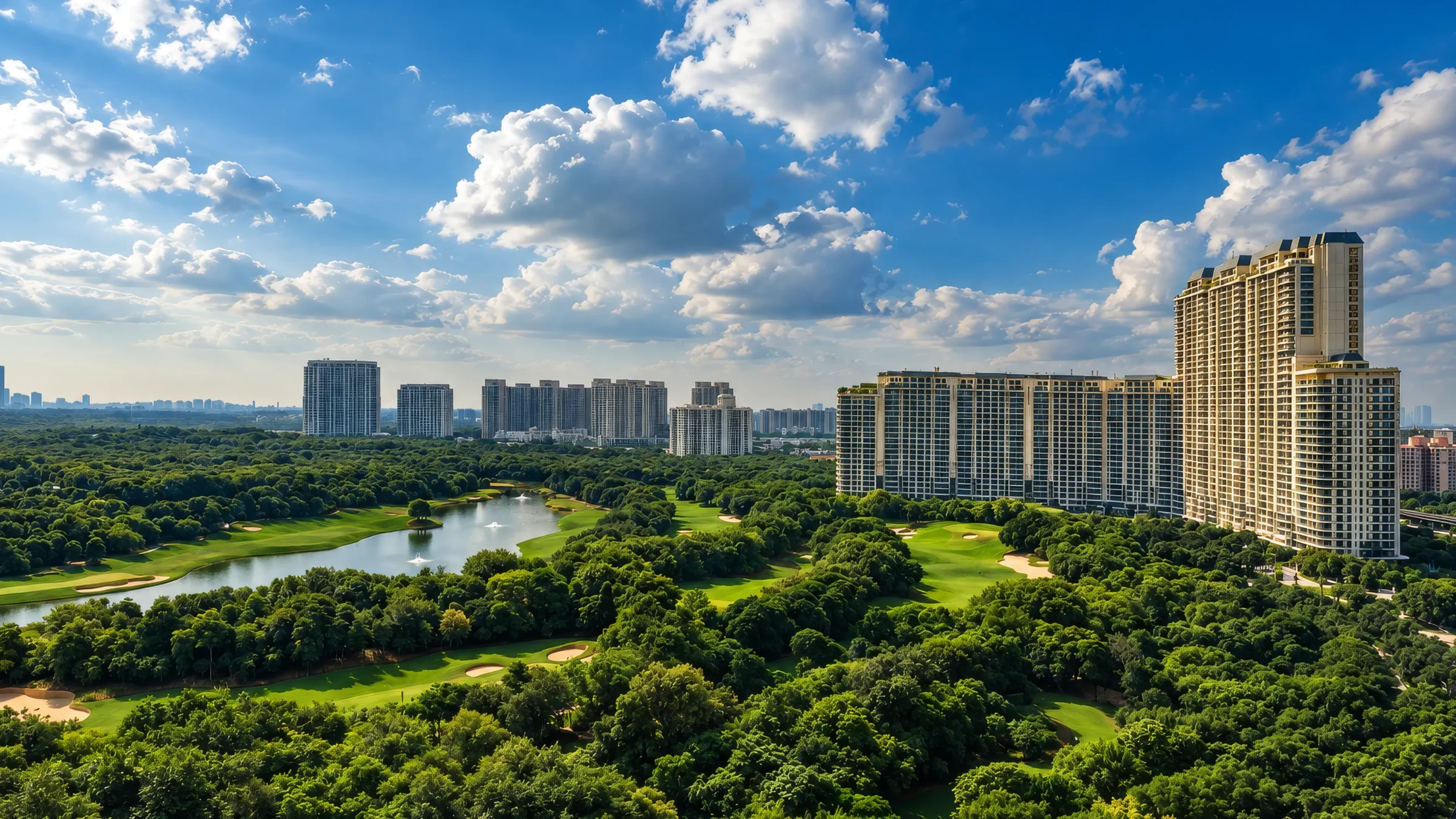 DLF The Dahlias residential towers on Golf Course Road, Sector 54, Gurugram: architect's impression